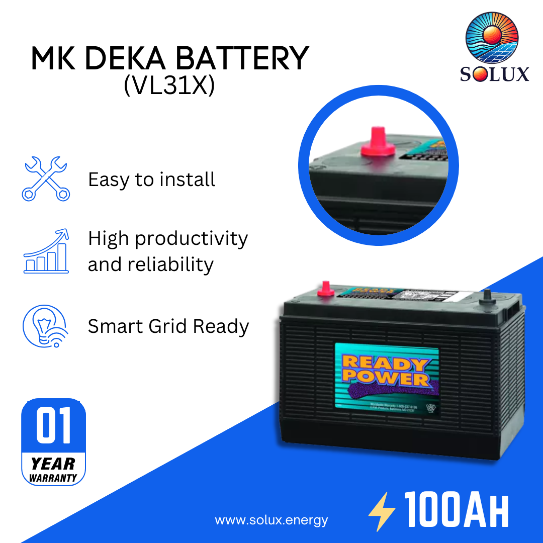 This is an image of MK Deka VL31X 100Ah 12V FLA Battery